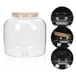 Storage Bottles Jar Glass Tea Make Round Container Lid Loose Organiser Bamboo Canisters