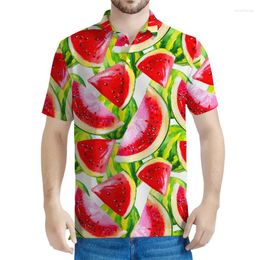 Men's Polos Fashion Colorful Watermelon Pattern Polo Shirt Men Women Summer Harajuku Short Sleeves Tees Hawaiian 3d Printed Fruits T-Shirt