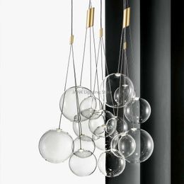Nordic Modern Designer Glass Ball Chandelier Simple Bedroom Bedside Bar Restaurant LED Pendant Lights Home Decoration Lamps