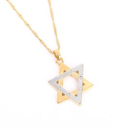 Jewish Jewellery Magen Star of David Pendant Necklace Women Men Chain Two Tone Gold Colour Brass Israel Necklace8857782