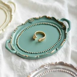 Jewellery Tray European Retro Mini Jewellery Tray Necklace Rings Displays Jewellery Showing Shelf Photography Photo Props Background Plate