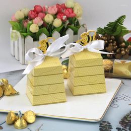 Gift Wrap 10Pcs Creative Trapezoidal Bee Paper Candy Box For Bumble Themed Party Gifts Supplies Birthday Baby Shower Decoration
