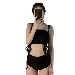 Women's Swimwear High Waist Split Women Swimsuit Drawstring Corset Triangle Panties Sexy Lingerie Bikini Set Ladies Spring Vacation