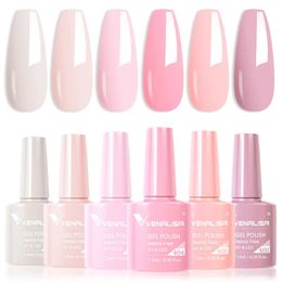 6pcs*7.5ml Venalisa Gorgeous Colour Gel Nail Polish Kit Semi Permanent Nail Manicure Great Coverage Soak Off UV LED Nail Gel Set 240426