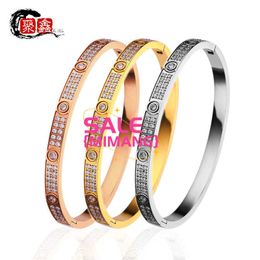Designer Cartres Bangle Hot selling Mantianxing bracelet with two rows and three of diamonds micro inlaid titanium steel CNC process card family CTKA