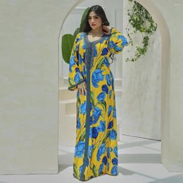 Ethnic Clothing Fashion Printed Flower Dashiki Maxi Dress Femme Robe Africaine Evening Party African For Women Hand-pressed Diamond Muslim