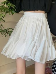 Skirts White Summer Ruffle Skirt Women Mini Short A-line High Waist Sexy Cute Vintage Black Elastic Tutu