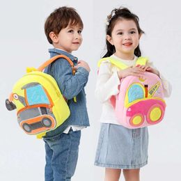 Backpacks Cartoon 3D Excavator Tractor 2-4 Years Toddler Backpack Engineering Vehicles Backpack Children Kindergarten Schoolbag Baby