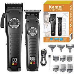 Electric Shavers Kemei 1827 zinc alloy Combo Hair Clippers for Men Adjustable Hair Trimmer Professional Cordless Barber Hair Cutting Machine T240507