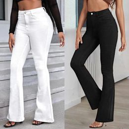 Women's Jeans 2024 Women's Micro Elastic High Waist Black And White Flare Pants