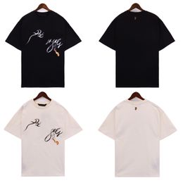 Men's T-Shirts Designer Smoke Letter Printed T Shirt Short Sleeved Men Women High Street Loose Tops Casual T-Shirt