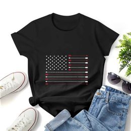 Women's T-Shirt American Flag Gifts T Shirt Women Kawaii Graphic Shirts T-Shirt Casual Short Slved Black Female T Round Neck T-shirts Y240506