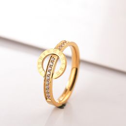 Diamond Rose Golden Band Rings Rome Women INS Unique Fashion Design