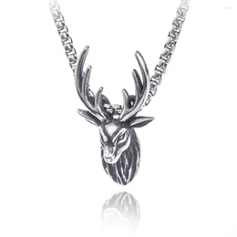 Chains Retro Sika Deer Titanium Steel Pendant Personality Tie-in Antler Sweater Chain Trend Necklace