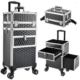 Storage Boxes Detachable Top Makeup Case With Lockable Drawers Large Rolling Cosmetology Trolley Beauty Professionals & Artists