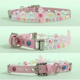 Dog Collars Adjustable Cat Collar Cute Flower Decoration Pet With Bell And Alloy Pendant For Cats Puppies Kitten Accessories