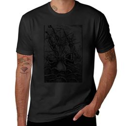Men's T-Shirts Retro Kraken Attack Ship Illustration T-shirt Summer Cute Top Mens T-shirtL2405L2405