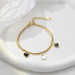 Bangle 316L Stainless Steel New Fashion Fine Jewellery 2-Layer Natural Seashells Heart Charm Chain Choker Necklaces Bracelets For Women