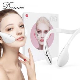 Home Beauty Instrument EMS facial lifting device dual chin reducer slimming micro current LED neck massager V-line Q240507