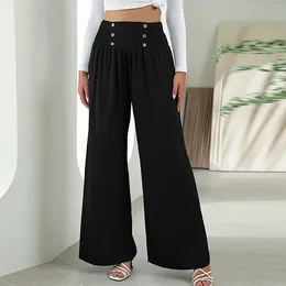 Women's Pants Soft Comfort Women Solid Color Large Size Casual Cotton And Linen Loose Cropped Wide Leg Y2k Trousers