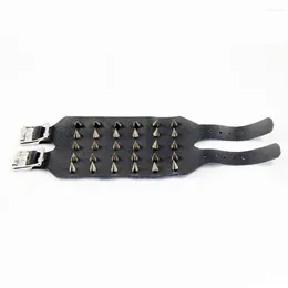 Charm Bracelets Style Punk Brass Studded Wrist Strap Jewellery For Decoration Use (Black)