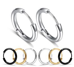 Hoop Earring Ear nail Ornaments Fashion Male 316L Stainless Steel Black Simple Personality Circle Ear Ring Ear Buckle Huggie1127266