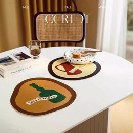 Table Mats Retro Placemats Creative Personality Tableware Protection Waterproof And Oil-Proof Washable Heat Insulation