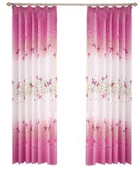 2 Panels Butterfly Flowers Printed Window Curtain Panels with Hooks for Bedroom Living Room Kids Rooms Nursery Window Drapes 1003098544