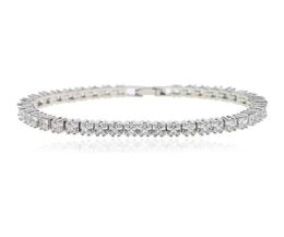 Iced Out Bling Paved Tennis Chain Bracelet Silver Colour 5A CZ Charm Bangle For Women Mens Hip hop Jewelry1814888