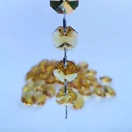 Chandelier Crystal 14mm Yellow Octagon Prism Beads Suncatcher Parts Glass Bead Hanging Pendant Decor Ornaments