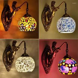 Wall Lamps Mediterranean Mermaid Creative Handmade Lampara Vintage Home Decor For Dinning Room Corridor Light Lighting Fixtures