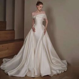 Gown Dress White Ball Off Newest Classical Shoulder Satin Bowknot Floor Length Wedding Dresses Romantic Vestido De Novia es