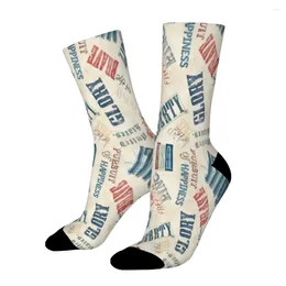 Men's Socks Land Of Words Patriotic Wilmington Prints Retro Vintage Classic Style Straight Male Mens Women Autumn Stockings