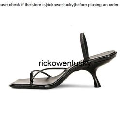 the row THE * ROW Shoes 2023 Summer New Fashion Versatile Minimal Genuine Leather Ribbons High Heel Shoes Clip Toe Slim Heel Sandals Women 2ECV