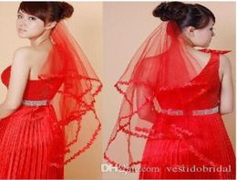 2022 Cheapest Wedding Veils White Ivory Pink Red Lace Elbow Veils For Bridal Wedding Event Veil2128716