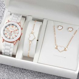 Women's Watches 4PCS/Set Geneva Fashion Sile Band Women es Heart Jewellery Set ( Without Box