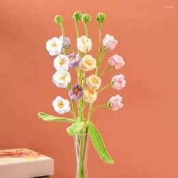 Decorative Flowers 4Styles Knitting Lily Of The Valley Flower Cute Crochet DIY Artificial Wedding Party Festival Birthday Dinner Decoration