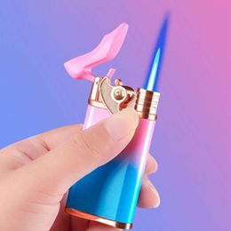 Individual Fashion High Heel Style Rocker Arm Iatable Torch Lighter Blue Flame Cigarette Gas Unfilled Lighter For Women Custom Pattern