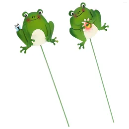 Garden Decorations 2 Pcs Decor Iron Frog Frogs Outdoor Decorative Stakes Metal Wrought Patio Decoration