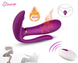 USB Heating dildo Vibrator Wireless Remote control Vibrating Panties G Spot Clitoris stimulator Anal Sex toy for Women Couple C1908503396