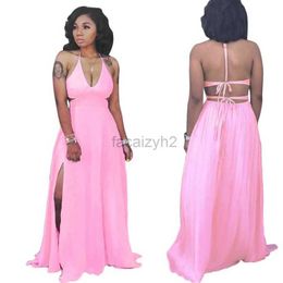 Casual Dresses Designer Dress 2024 Women's Solid Colour Leaky Back Sexy Sling Strap Split Long Dress Plus size Dresses