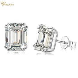 Stud Wong Rain 925 Pure Silver Jade Cut 4CT High Carbon Diamond Earrings Wedding Party Jewellery Direct Shipping Q240507