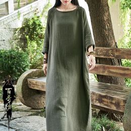 Party Dresses White Casual Vintage Long Dress Women Oversize Square Neck Sleeves Ladies Spring Summer Soft Cotton Linen Maxi