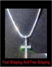 Shining Diamond Stone Pendants Necklace Jewelry Platinum Plated Men Women Lover Gift Couple Religious Jewelry Hnakt Davor4992403