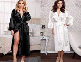 Unisex mens Ladies womens Solid plain rayon silk long Robe Pajama Lingerie Nightdress Kimono Gown pjs Women Dress 6 colors7058162