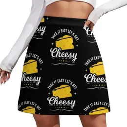 Skirts Cheese Lover Gift - Take It Easy Let's Get Cheesy Mini Skirt Women's Summer Dress Short