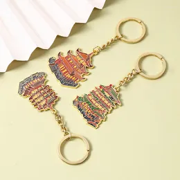 Metal Bookmarks For Wholesale Chinese Ancient Style Famous Buildings Baked Paint Brass Material Exquisite Pendants