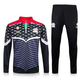 Palestine tracksuit black Palestinian Sportswear adult Half zip Long sleeves training Suits mens Football Jerseys Clothes Male white soccer match suit Jogging kit