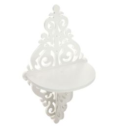 38x23x14cm White Filigree Style Wall Shelf Shabby Chic Simple Candle Home Decoration Holder Y2004295171635