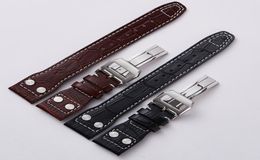 20mm 22mm Calf Leather Watch Strap with deployment Folding Clasp Mens Watches Band for fit IWC Mark 17 Bracelet Dark Brown Black5264106